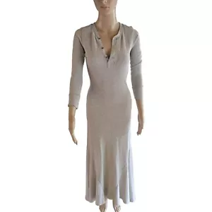 Polo Ralph Lauren Waffle Knit Thermal Maxi Dress Henley Grey Size XS - Picture 1 of 19