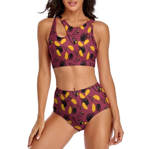 Arizona Cardinals 2-piece Swimsuit Womens Print Beach Swimwear with Chest Pad Cover