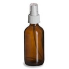 Boston Round Glass Bottle 1 oz Amber w/ White Spray Pump Set of 20 Pc 