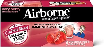 Tableta efervescente Very Berry Airborne Immune Support 36 vitamina C 1000 mg + zinc Foto 1 de 2