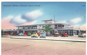 Clearwater Marina, Clearwater Beach, Florida Old Linen Postcard - Picture 1 of 1