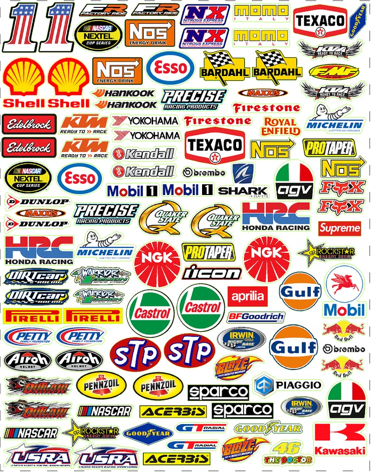 100 + 1 PÁGINA Calcomanías de Carreras Pegatinas Drag Race Nascar Vinilo de Alta Calidad Foto 1 de 4