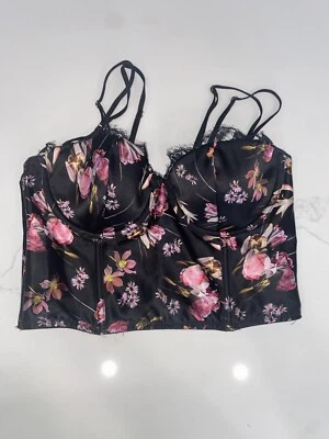 Sujetador corsé push up VICTORIA'S SECRET 34C muy sexy floral negro Foto 1 de 4