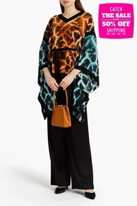 RRP €1215 ROBERTO CAVALLI Silk Crepe Kaftan Top IT42 US6 UK10 M Belted Tie Dye - Picture 1 of 6