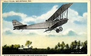 Vtg 1920s Aviation Airplane Postcard Scout Aeroplane Kelly Field San Antonio TX  - Picture 1 of 3