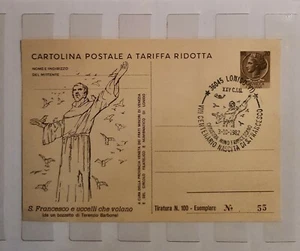 CARTOLINA POSTALE A TARIFFA RIDOTTA (S.FRANCESCO E UCCELLI CHE VOLANO) da un... - Foto 1 di 4