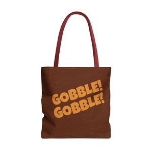 Thanksgiving Tote Bag, Pumpkin Turkey, Fall Leaves, Gobble Gobble, Mahogany, - Picture 1 of 25