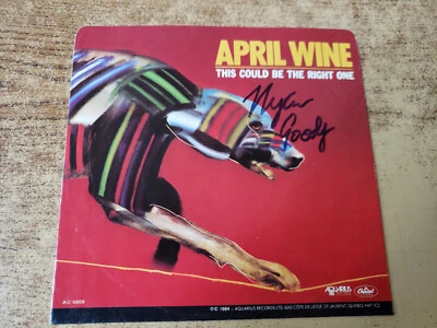 MILES GOODWYN AUTOGRAPHED SLEEVE 1984 EXCELLENT APRIL WINE THIS COULD BE 6009 45 - Image 1 of 2