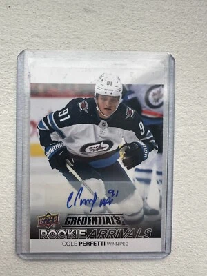 21-22 UD Credentials Rookie Arrivals Auto RA-15 Cole Perfetti - Image 1 of 2