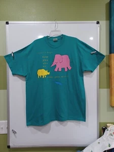Vtg 1992 XL Body Shop NNT (Dedstok) "Extinct Is Forever" Teal Animal Rights Tee - Picture 1 of 11