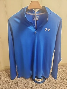 Mens Under Armour Heat Gear 1/4 Zip Pullover Long Sleeve Shirt Sz M Blue  - Picture 1 of 6