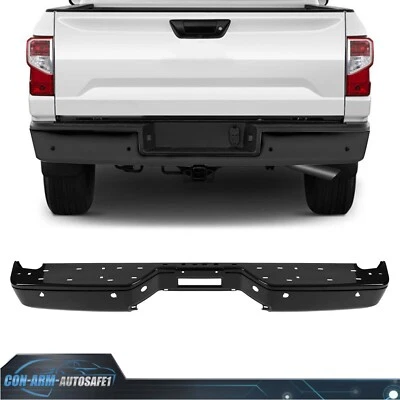 Rear Step Bumper For Nissan Titan 2004-2015 07 W/ Park Sensor Holes Steel Black - Image 1 of 4