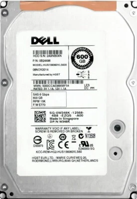 Hard Drive Dell 0W348K W348K 600GB 15000U/Min 64MB SAS-2 HUS156060VLS600 3.5'' - Image 1 of 3