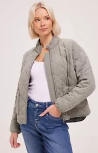 NWOT Just Jeans Piper Quilted Jacket Khaki Green Sz 12 Rrp $130 - Picture 1 of 7