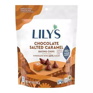 Lily's Cioccolato Salato Caramello Aromatizzato Senza Zucchero Aggiunto Patatine da Forno Sacchetto 7 oz - Foto 1 di 4
