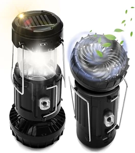 2-Pack Solar Camping Fan W/ Lantern Collapsible Solar Powered USB Rechargeable - Picture 1 of 1