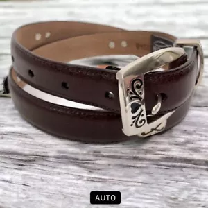 Brighton Womens Belt M 30 Golfcore Brown Leather Silver Hardware I Love Golf - Picture 1 of 13