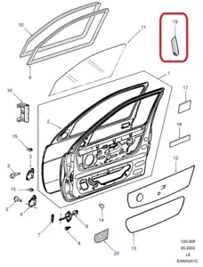 (1) Sello de puerta delantera original Landrover CFE500420 1996-2006 Freelander - Imagen 1 de 3