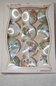 Vintage MCM Ornamenti Natalizi Madre Oca Rime Raso Seta Set 12 - Foto 1 di 10