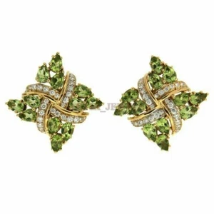 Natural Peridot Gemstone with Gold Plated 925 Sterling Silver Cufflink #2474 - Picture 1 of 3