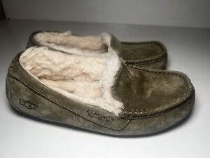 UGG Womens Ansley 3312 Olive Green Suede Toe Slip On Casual Moccasin Slippers 6