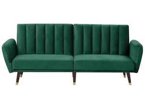 3-Sitzer Schlafsofa aus Samtstoff in Smaragdgrün Glamour Stil Vimmerby - Bild 1 von 9