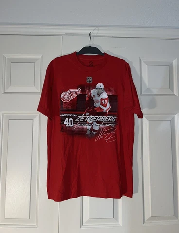 Vintage NHL Henrik Zetterberg #40 Detroit Red Wings Hockey T-Shirt Large Cover