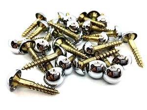 MIRROR SCREWS 18mm dome heads polished chrome plated metal - not plastic (468) - Picture 1 of 5
