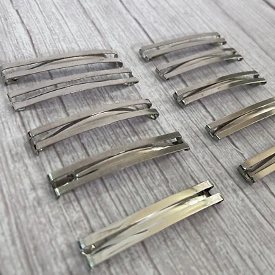 10 X Clips de pasadores GOODY Stay Tight de metal plateado doble línea 2,25" cabello años 90 Foto 1 de 4