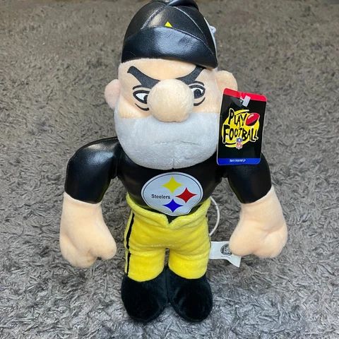 Vtg NFL Pittsburgh Steelers Fan Gnome 12" Plush Figure Collectible w/ Stand NWT Cover