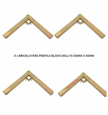 4PC HEAVY DUTY BRICKLAYERS PROFILE BLOCK DOLLYS 50MM X 50MM  - CT6251 - Image 1 of 4