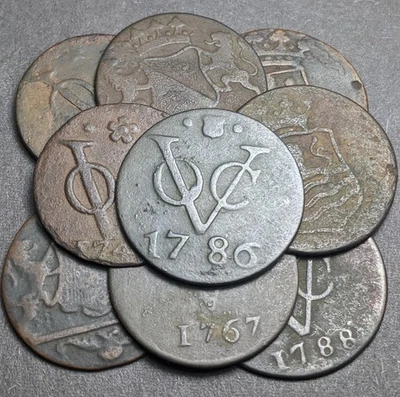 1 moneda antigua aleatoria de la Compañía Holandesa de las Indias Orientales de 1700 VOC Duit Foto 1 de 4