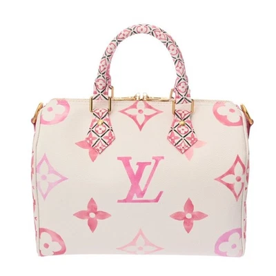 LOUIS VUITTON Speedy 25 Hand Bag By The Pool M23073 Pink Crossbody Purse Auth - Image 1 of 4