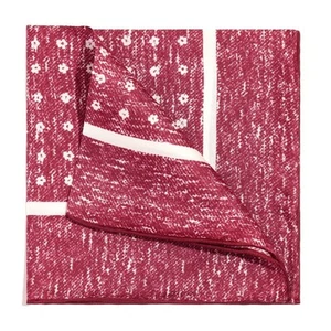 100%Silk Men's Pocket Square Red Daisy Broken Flower Handkerchief 11.8in 30cm - Picture 1 of 7