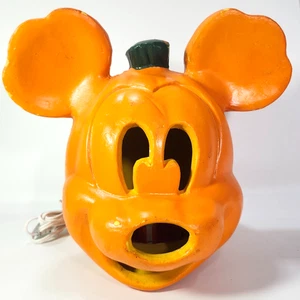 Lampe d'intérieur citrouille Disney Halloween décor Mickey Mouse Jack-o-Lantern 1999 très bon état - Photo 1/21