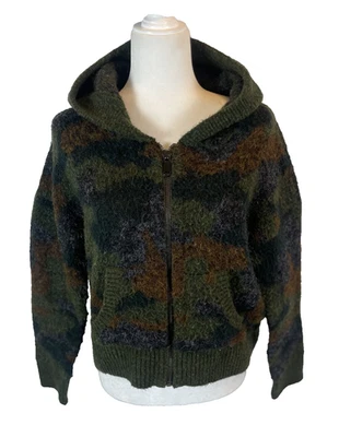 RD стиль свитер зеленый вязаный ресницы полный молнии с капюшоном свитер женский размер XS - Изображение 1 из 4