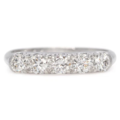 Anillo banda diamantes vintage de platino de 0,50 TCW Granat Bros Foto 1 de 4