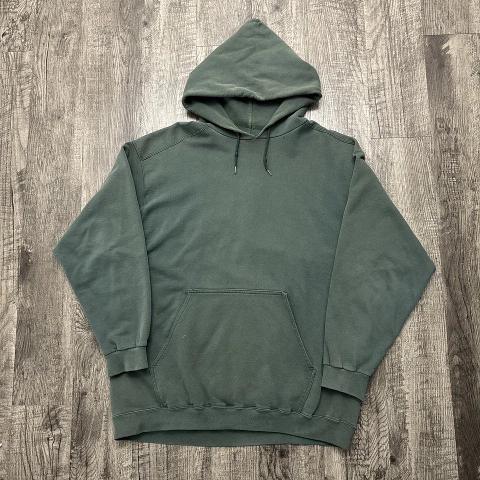 复古 90 年代空白褪色绿色宽松大码连帽衫 XL — 第 1/4 张图片