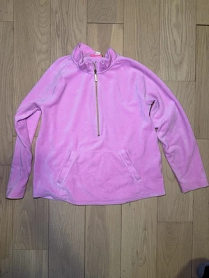 Niñas Lilly Pulitzer Rosa 1/2 Cremallera Manga Larga Sudadera Volantes Cuello Talla L 8-10 Foto 1 de 4