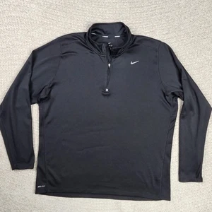 Nike Running 1/4 Zip Pullover Shirt Mens 2XL XXL Black Lightweight Dri Fit LS - Picture 1 of 10