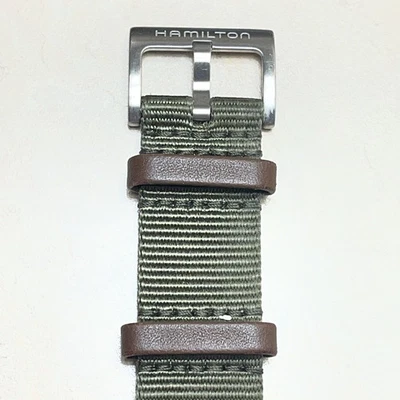 Original Hamilton Khaki Field 20mm Brown /Green Nylon Watch Band Strap H69439411 - Image 1 of 4