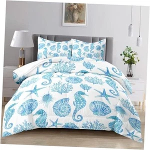 Sea Shell Bedding Comforter Set Beach Theme, Ocean Bedding Set Twin Dhx21 - Picture 1 of 7