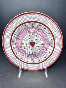 Anthropologie Bistro Tile Valentine Bow & Heart Dessert Plate 8 1/4” NWT - Picture 1 of 9