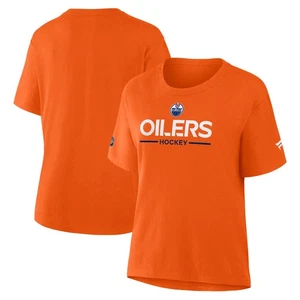 Women's Fanatics Orange Edmonton Oilers Authentic Pro Primary T-Shirt - Picture 1 of 3