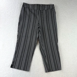 Counterparts Cropped Pants Black White Stripe Pull-On Elastic Waist Womens Med - Picture 1 of 11