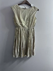 J Crew Crewcuts Girls Size 14 Gold Metallic Pleated Lame Holiday Party Dress NWT - Picture 1 of 3