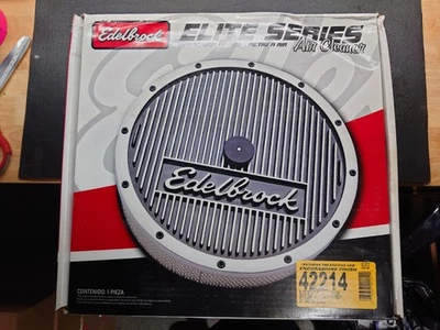 Limpiador de aire Edelbrock Elite Series 42214 14" de diámetro - 3/8 brillo de brida más profundo Foto 1 de 4
