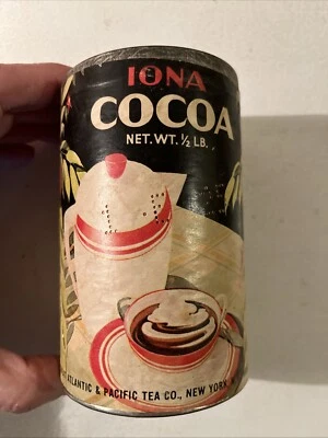Vintage Circa 1940’s Iona Cocoa 1/2 Lb Unopened NOS Sealed Full A&P Tea Co - Image 1 of 4