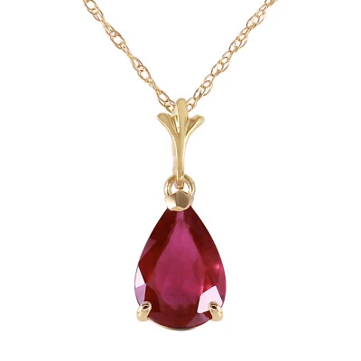 1.75 Carat 14K Solid Yellow Gold Natural Ruby Necklace 14"-18" Length Chain - Image 1 of 4
