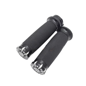 RSD Black CNC 1" handlebar handgrips Harley Touring Sportster Dyna Softail VRSC - Picture 1 of 3
